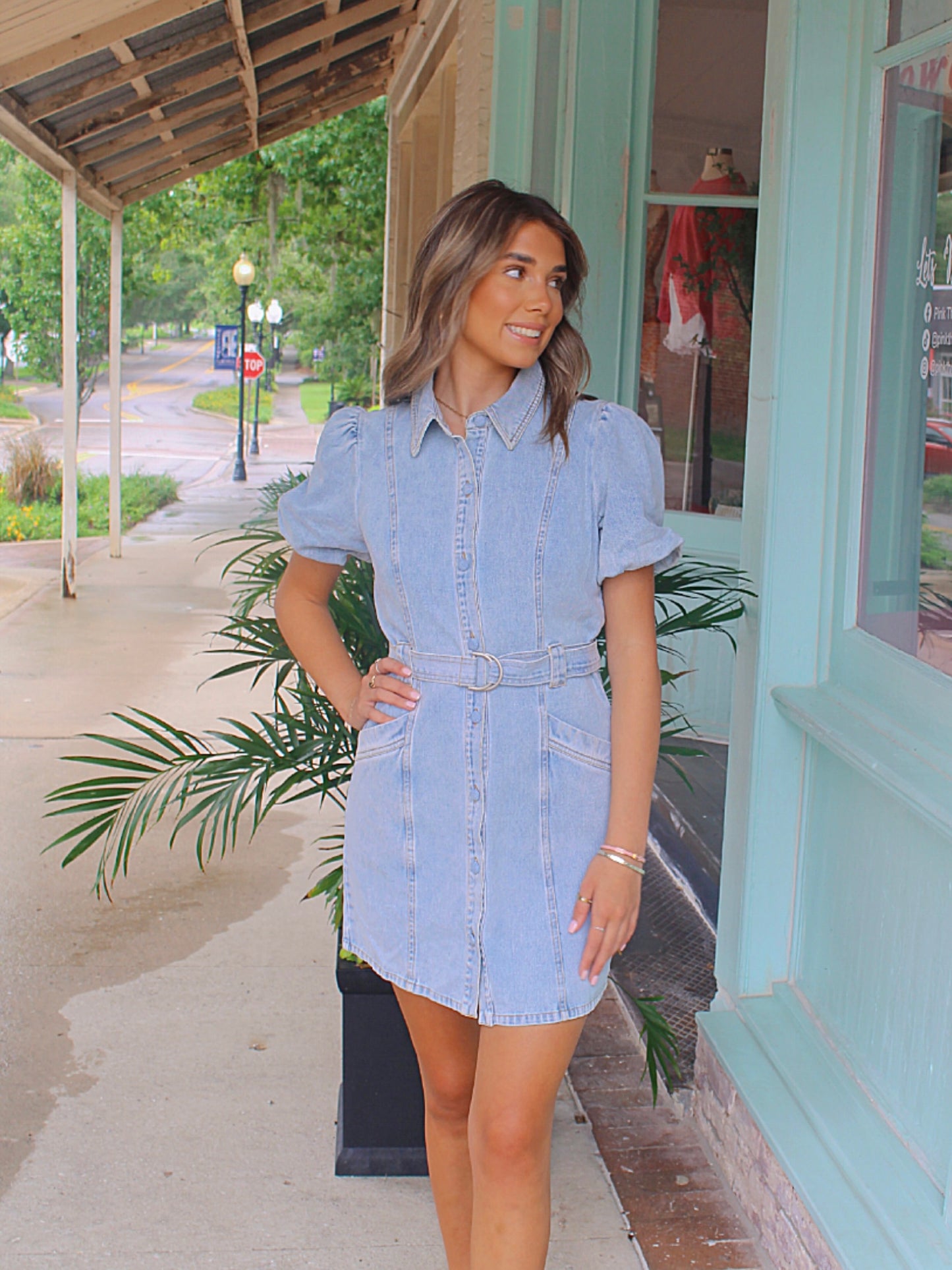 Morgan Puff Sleeve Dress- Denim