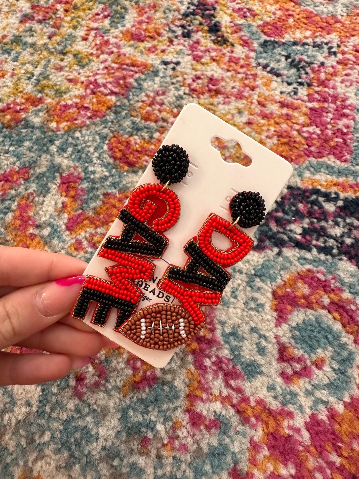 Black and Red Game Day Earrings