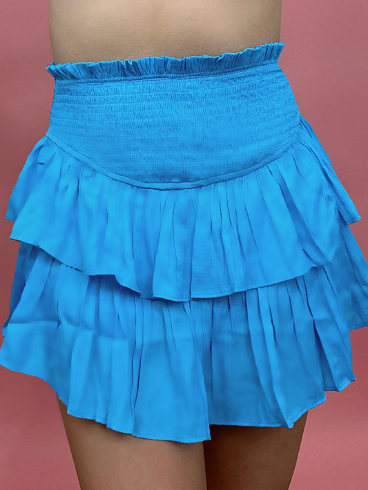 It's Your Love Smocked Skirt- Blue