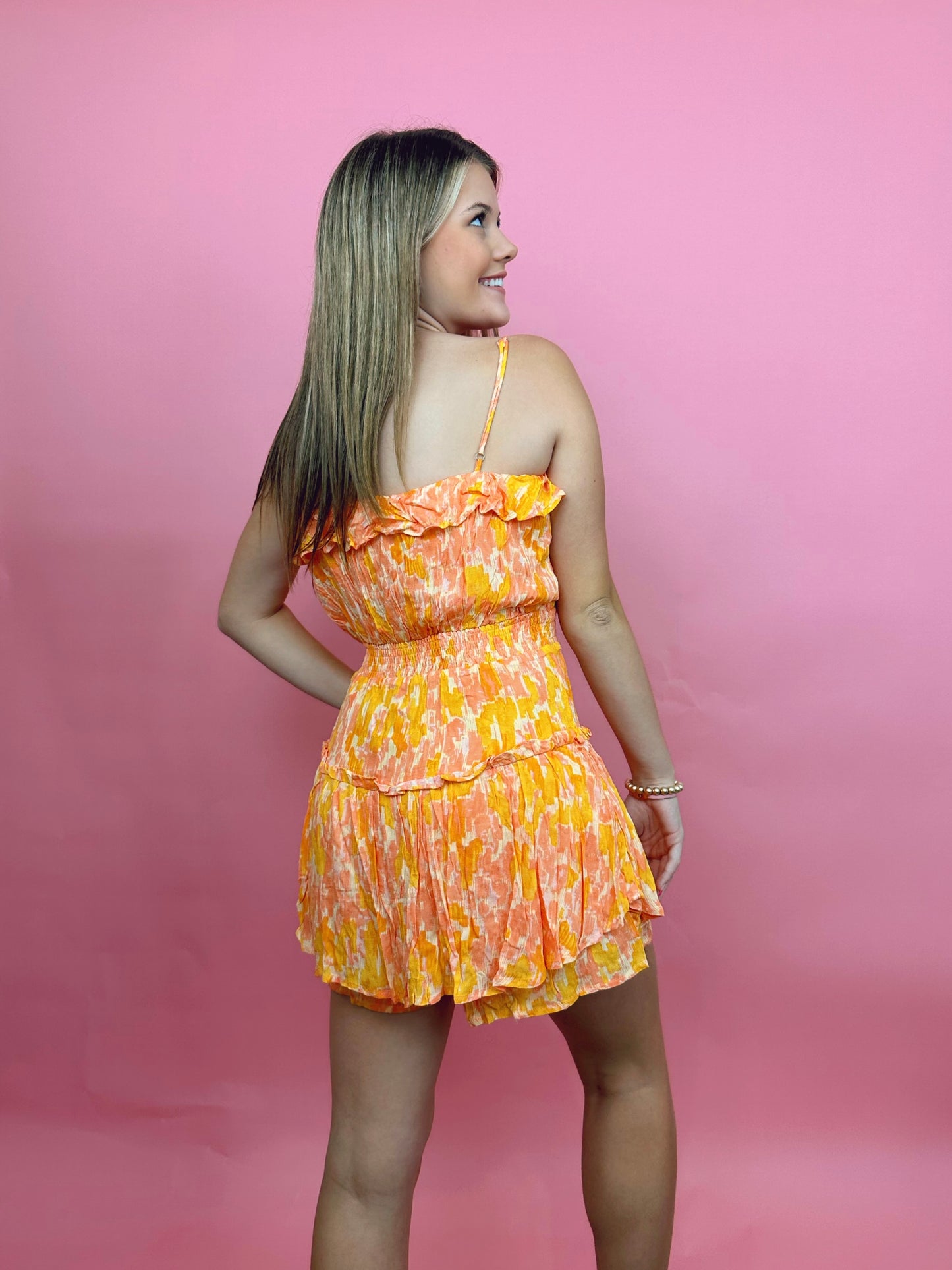 Won't Stop Romper- Sunset Coral