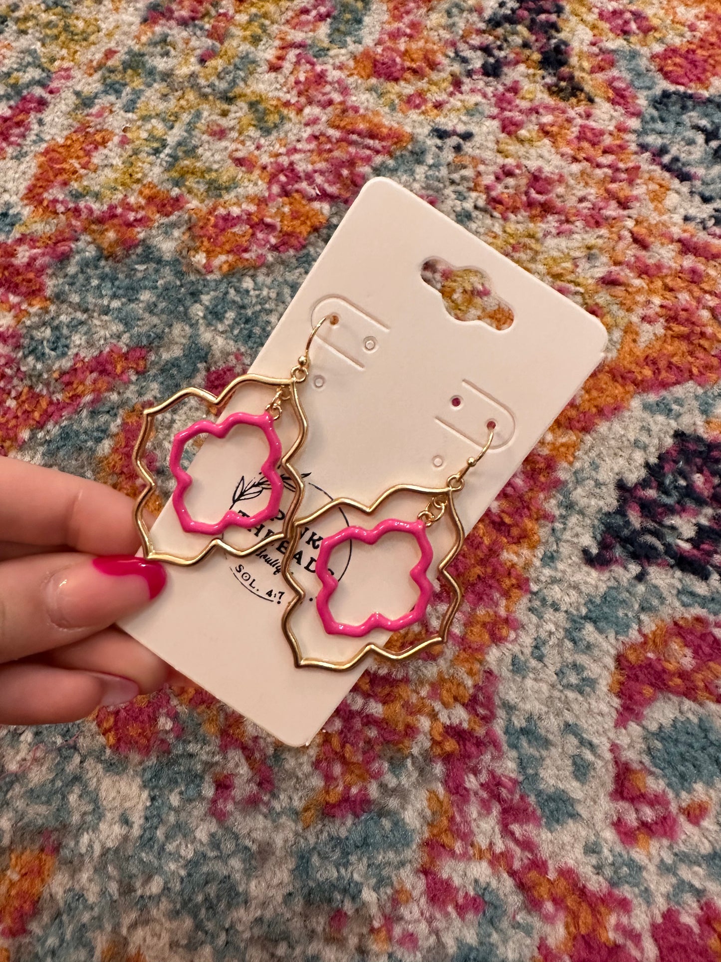 Pink and Gold Dangle Earrings
